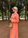 linen long hooded chemise -STD PEACH